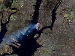 September 11 from space: Manhattan spreads a large smoke plume