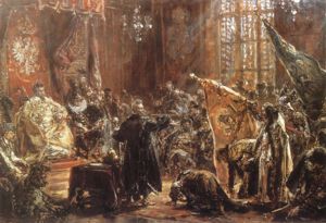 "Shuyski Tsar at the Sejm in Warsaw" by Jan Matejko, oil on canvas.