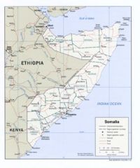 Political map of Somalia.