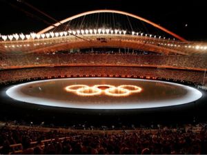 The widely praised 2004 Summer Olympics Opening Ceremony was held on August 13 in the Athens Olympic Stadium.