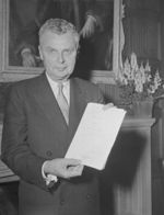 John Diefenbaker holds the Canadian Bill of Rights.