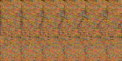 This random dot autostereogram features a raised shark with fine gradient on a flat background.