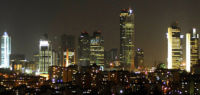 Skyline of Levent business district at night