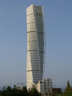 The award winning Turning Torso skyscraper in Malmö, is 190 metres tall and is the highest skyscraper in Sweden and the second-highest residential one in Europe.