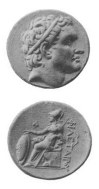 Athena depicted on the obverse side of a coin of Attalus I