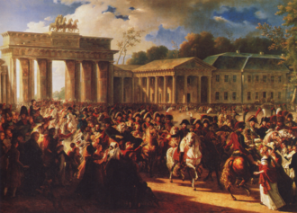 Napoleon in Berlin (Meynier). After defeating Prussian forces at Jena, the French Army entered Berlin on October 27, 1806.