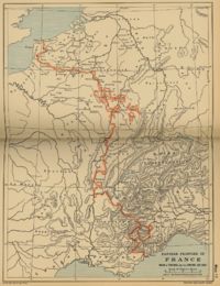 The final frontiers of France after the Peace of Cateau-Cambrésis in 1559.  Despite more than three decades of further warfare, the French failed to regain any of their former possessions in Lombardy.