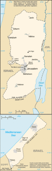 Map of territories composing the Palestinian National Authority