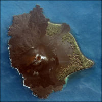 Anak Krakatau, June 2005. Fresh lava flows are clearly visible.