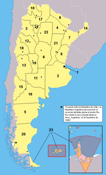 Provinces of Argentina. Although not globally acknowledged, Argentina claims the Falkland Islands (Islas Malvinas), which are controlled by the UK, and a slice of Antarctica, both of which it considers a part of its Tierra del Fuego Province (23).