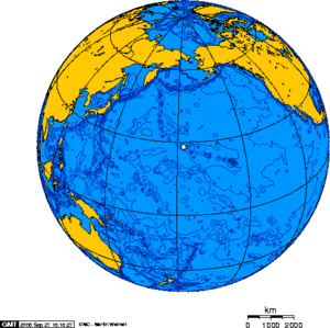 Orthographic projection centred over Midway.