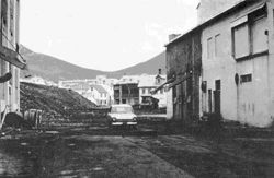 The street shown above, cleared of lava after the eruption