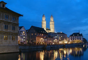 The Grossmünster of Zürich during Christmas Season