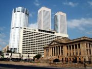 The skyline of the Fort area, the twin towers are the World Trade Center building and the other tower is the Bank of Ceylon