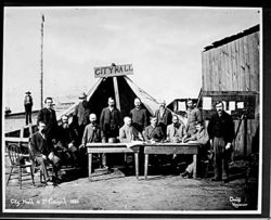 Re-enactment of the first Vancouver City Council meeting after the 1886 fire.