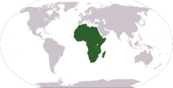 A world map showing the continent of Africa.