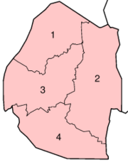 The districts of Swaziland