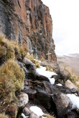 The Amazon originates from a cliff at the Nevado Mismi, with a sole sign of a wooden cross.