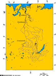 The Yenisei River basin, Lake Baikal, and the cities of Dikson, Dudinka, Turukhansk, Krasnoyarsk, Irkutsk