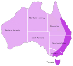 Platypus range (indicated by darker shading)