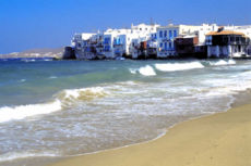 The tourism industry constitutes an important sector of the Greek economy. Here, the cosmopolitan island of Mykonos.