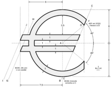 This is the official construction of the euro logo, which was specified to be printed in PMS Yellow on a PMS Reflex Blue background