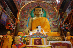 A statue of the Sakyamuni Buddha in Tawang Gompa.