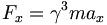 F_x = \gamma^3 m a_x \,