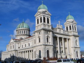 Cathedral of the Blessed Sacrament, Christchurch, F. W. Petre's largest completed work.  The central pediment is in the style of Sebastiano Serlio.