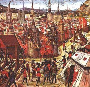 Medieval manuscript depicting the Capture of Jerusalem during the First Crusade