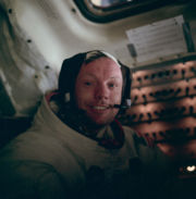 Buzz took this picture of Neil in the cabin after the completion of the EVA