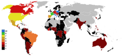 Map indicating countries Pope John Paul II visited.