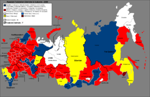 Map of the subdivisions of the Russian Federation