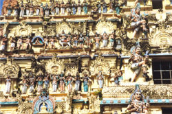 Detail from a temple in Chidambaram.  The Tamil kings were patrons of the arts, and built many ornate temples.