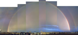 Double rainbow over west Las Vegas, Nevada.