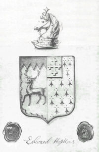 The original Hopkins School coat of arms was designed by Edward Hopkins to be a personal symbol, though it was not an official piece of heraldry.