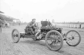 Auto racing pioneer Carl G. Fisher at the Harlem racetrack, near Chicago, Illinois photo from U.S. Library of Congress