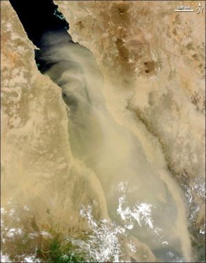 Dust storm over the Red Sea