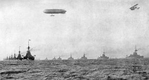 The British Grand Fleet in parallel columns steaming in line astern