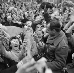 Celebrating the liberation of Utrecht by the Canadian Army, 7 May, 1945