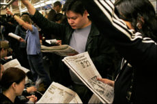 New York's use of mass transit gives the city a large newspaper readership base.