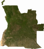 Satellite image of Angola, generated from raster graphics data supplied by The Map Library