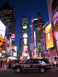 A New York police car in Times Square