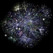 Visualization of the various routes through a portion of the Internet.