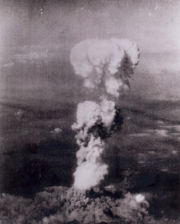 The mushroom cloud over Hiroshima after the dropping of the uranium-based atomic bomb nicknamed 'Little Boy'.