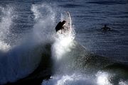 A surfer at Santa Cruz, California