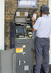 Interior of an NCR Personas 70 freestanding ATM, during servicing