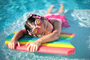 This swimming board is made of polystyrene, an example of a polymer