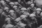 Rescued British troops gathered in a ship at Dunkirk, 1940.