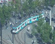 UK Metrolink Tram in Manchester, England